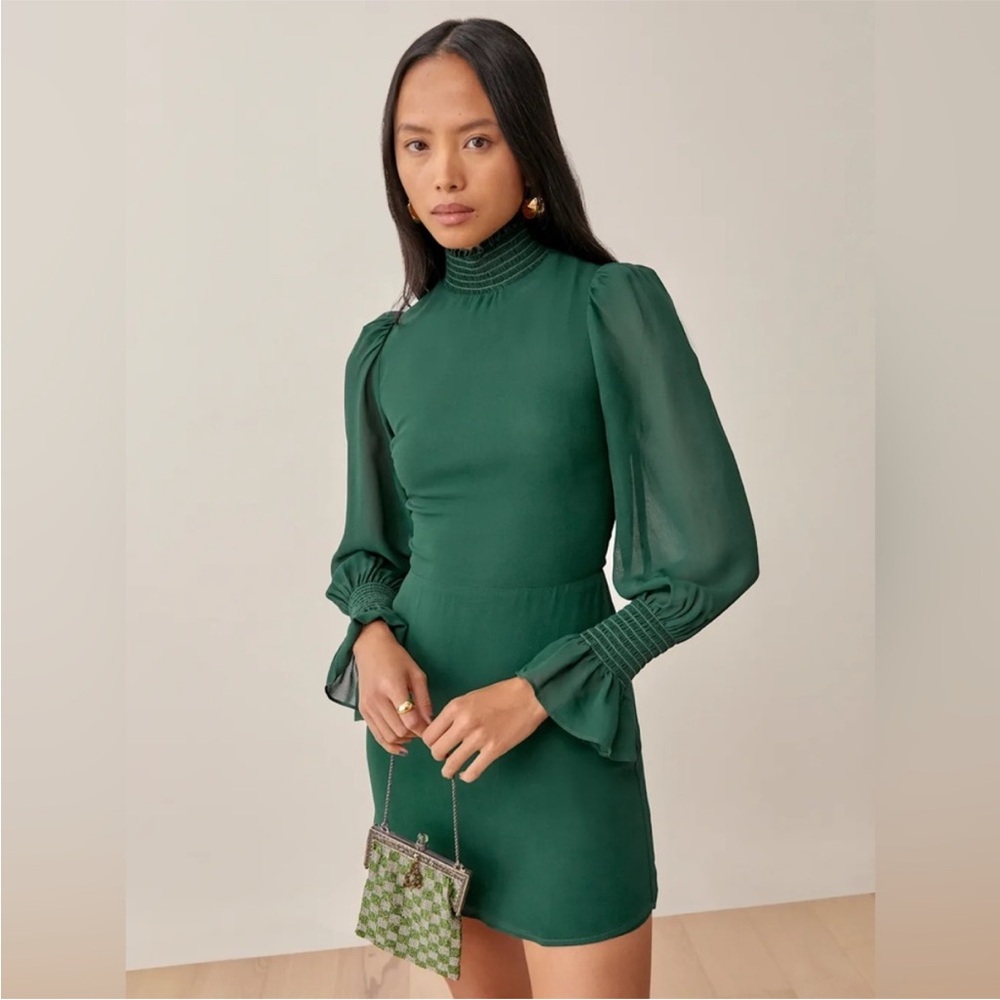 Reformation Archie Shirred Georgette Mini Dress - Size 6